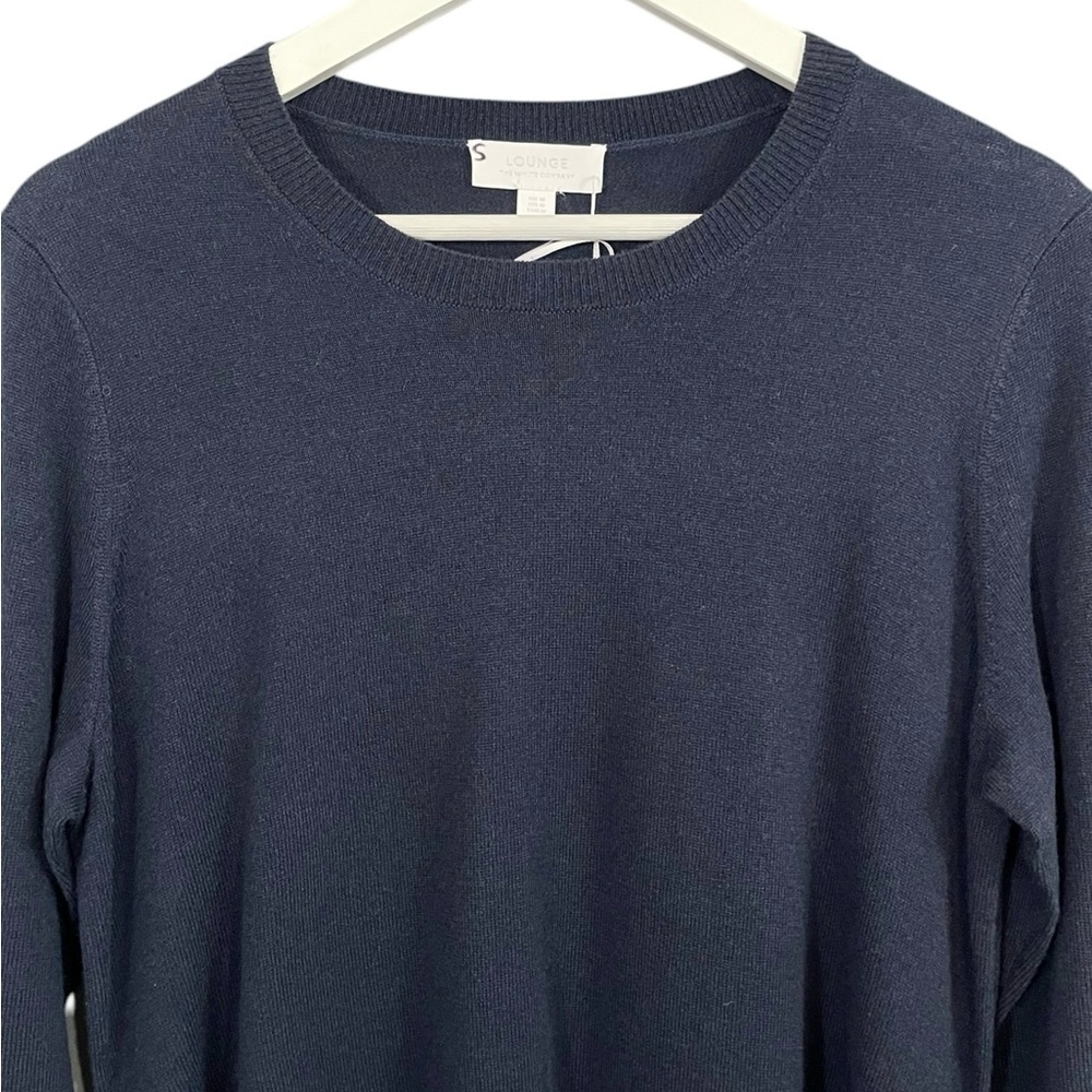 The White Company Tie Waist Lounge Sweater with Cashmere Wool Navy Blue NWT - Picture 6 of 15